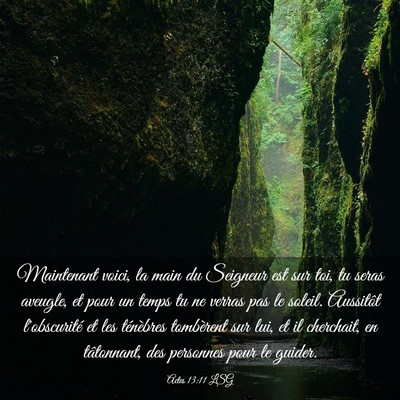 Picture 03 - Actes 13:11 LSG - Maintenant voici, la main du Seigneur est sur - Bible Verse Picture