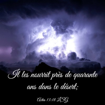 Picture 03 - Actes 13:18 LSG - Il les nourrit près de quarante ans dans le - Bible Verse Picture