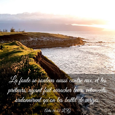 Picture 03 - Actes 16:22 LSG - La foule se souleva aussi contre eux, et les - Bible Verse Picture