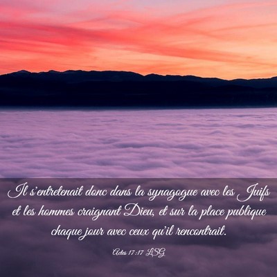 Picture 03 - Actes 17:17 LSG - Il s'entretenait donc dans la synagogue avec les - Bible Verse Picture
