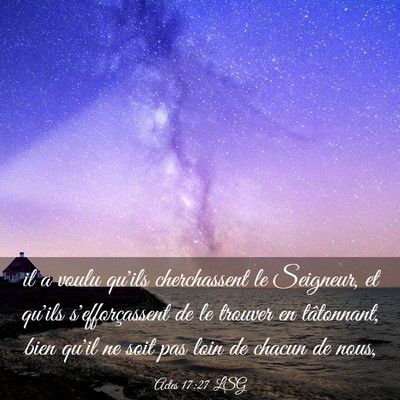Picture 03 - Actes 17:27 LSG - il a voulu qu'ils cherchassent le Seigneur, et - Bible Verse Picture