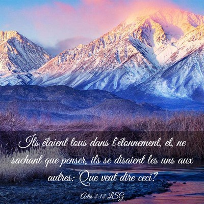 Picture 03 - Actes 2:12 LSG - Ils étaient tous dans l'étonnement, et, ne - Bible Verse Picture