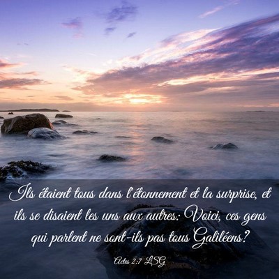 Picture 03 - Actes 2:7 LSG - Ils étaient tous dans l'étonnement et la - Bible Verse Picture