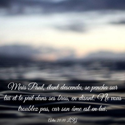 Picture 03 - Actes 20:10 LSG - Mais Paul, étant descendu, se pencha sur lui et - Bible Verse Picture