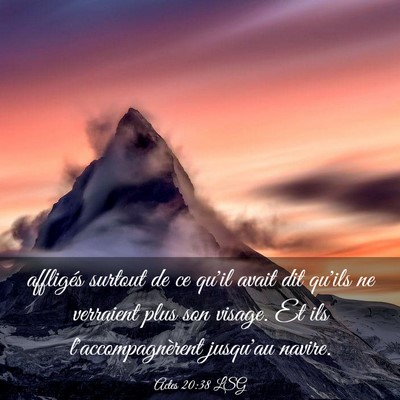 Picture 03 - Actes 20:38 LSG - affligés surtout de ce qu'il avait dit qu'ils ne - Bible Verse Picture