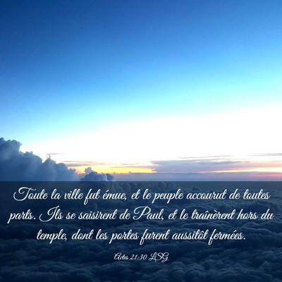 Picture 03 - Actes 21:30 LSG - Toute la ville fut émue, et le peuple accourut - Bible Verse Picture