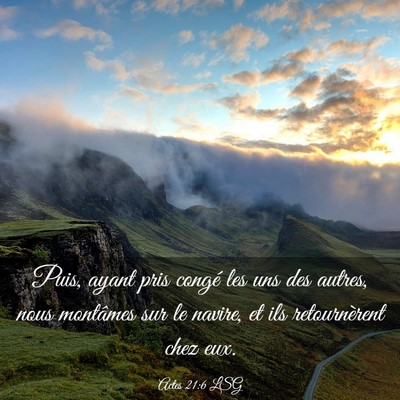 Picture 03 - Actes 21:6 LSG - Puis, ayant pris congé les uns des autres, nous - Bible Verse Picture