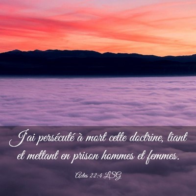 Picture 03 - Actes 22:4 LSG - J'ai persécuté à mort cette doctrine, liant et - Bible Verse Picture
