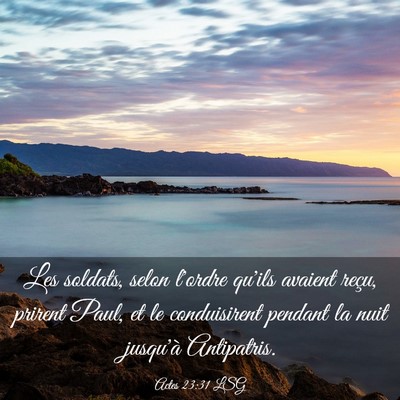 Picture 03 - Actes 23:31 LSG - Les soldats, selon l'ordre qu'ils avaient reçu, - Bible Verse Picture