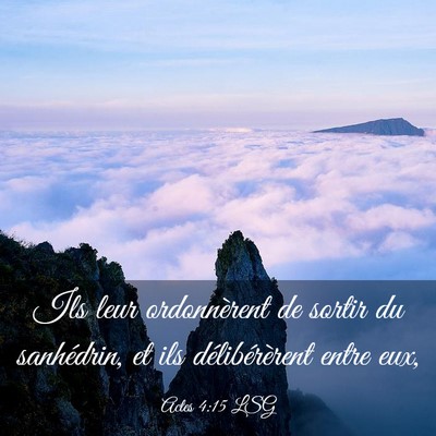 Picture 03 - Actes 4:15 LSG - Ils leur ordonnèrent de sortir du sanhédrin, et - Bible Verse Picture