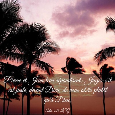Picture 03 - Actes 4:19 LSG - Pierre et Jean leur répondirent: Jugez s'il est - Bible Verse Picture