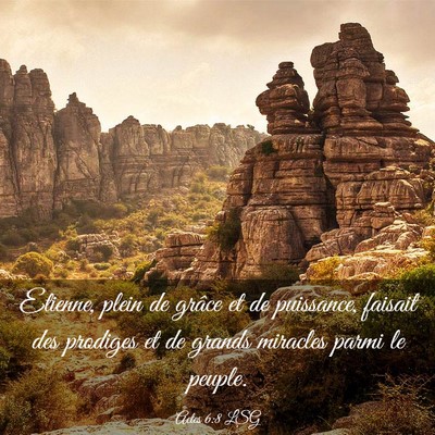 Picture 03 - Actes 6:8 LSG - Etienne, plein de grâce et de puissance, faisait - Bible Verse Picture