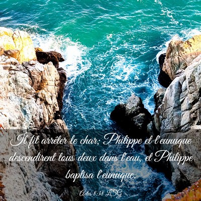 Picture 03 - Actes 8:38 LSG - Il fit arrêter le char; Philippe et l'eunuque - Bible Verse Picture