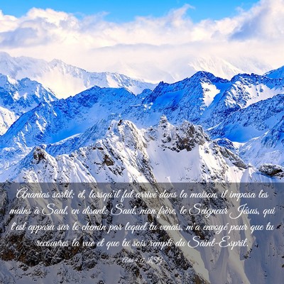 Picture 03 - Actes 9:17 LSG - Ananias sortit; et, lorsqu'il fut arrivé dans la - Bible Verse Picture