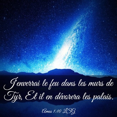 Picture 03 - Amos 1:10 LSG - J'enverrai le feu dans les murs de Tyr, Et il en - Bible Verse Picture