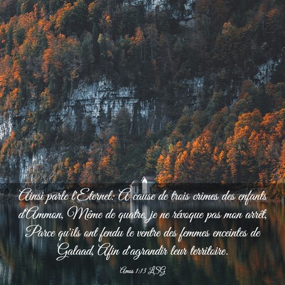 Picture 03 - Amos 1:13 LSG - Ainsi parle l'Eternel: A cause de trois crimes - Bible Verse Picture