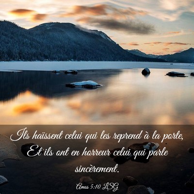 Picture 03 - Amos 5:10 LSG - Ils haïssent celui qui les reprend à la porte, - Bible Verse Picture