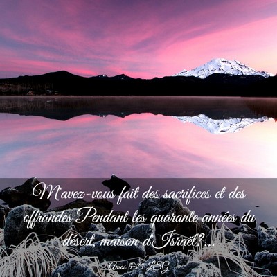 Picture 03 - Amos 5:25 LSG - M'avez-vous fait des sacrifices et des offrandes - Bible Verse Picture