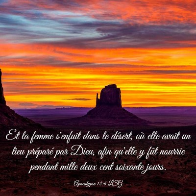 Picture 03 - Apocalypse 12:6 LSG - Et la femme s'enfuit dans le désert, où elle - Bible Verse Picture