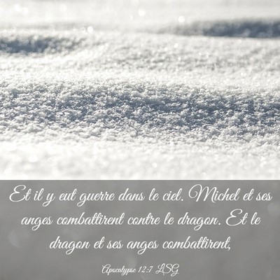 Picture 03 - Apocalypse 12:7 LSG - Et il y eut guerre dans le ciel. Michel et ses - Bible Verse Picture