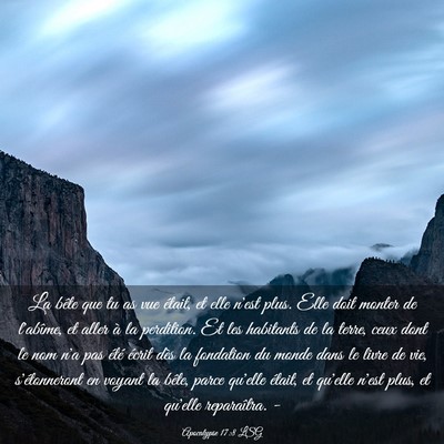 Picture 03 - Apocalypse 17:8 LSG - La bête que tu as vue était, et elle n'est - Bible Verse Picture