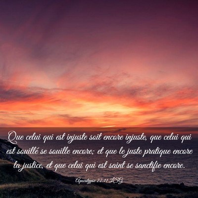 Picture 03 - Apocalypse 22:11 LSG - Que celui qui est injuste soit encore injuste, - Bible Verse Picture