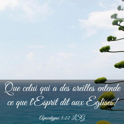 Picture 03 - Apocalypse 3:22 LSG - Que celui qui a des oreilles entende ce que - Bible Verse Picture