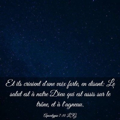 Picture 03 - Apocalypse 7:10 LSG - Et ils criaient d'une voix forte, en disant: Le - Bible Verse Picture