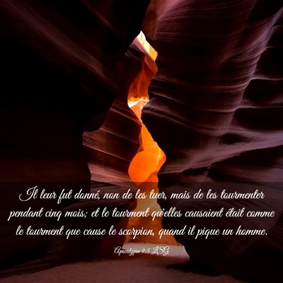 Picture 03 - Apocalypse 9:5 LSG - Il leur fut donné, non de les tuer, mais de les - Bible Verse Picture