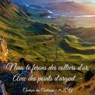 Picture 03 - Cantique des Cantiques 1:11 LSG - Nous te ferons des colliers d'or, Avec des points - Bible Verse Picture