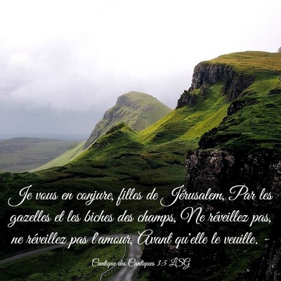 Picture 03 - Cantique des Cantiques 3:5 LSG - Je vous en conjure, filles de Jérusalem, Par les - Bible Verse Picture