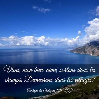 Picture 03 - Cantique des Cantiques 7:11 LSG - Viens, mon bien-aimé, sortons dans les champs, - Bible Verse Picture