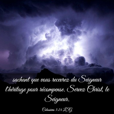 Picture 03 - Colossiens 3:24 LSG - sachant que vous recevrez du Seigneur l'héritage - Bible Verse Picture