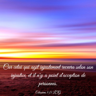 Picture 03 - Colossiens 3:25 LSG - Car celui qui agit injustement recevra selon son - Bible Verse Picture