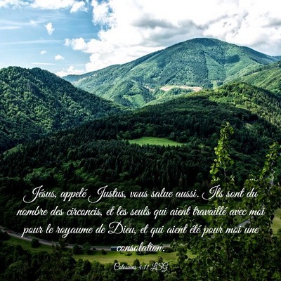 Picture 03 - Colossiens 4:11 LSG - Jésus, appelé Justus, vous salue aussi. Ils - Bible Verse Picture