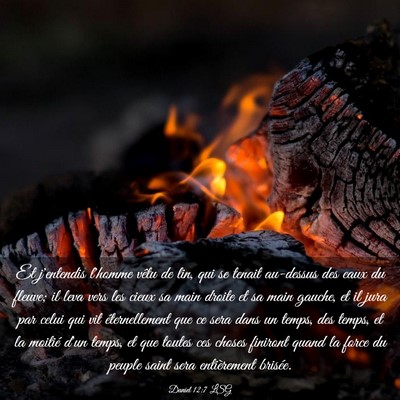 Picture 03 - Daniel 12:7 LSG - Et j'entendis l'homme vêtu de lin, qui se tenait - Bible Verse Picture
