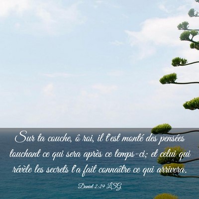 Picture 03 - Daniel 2:29 LSG - Sur ta couche, ô roi, il t'est monté des - Bible Verse Picture