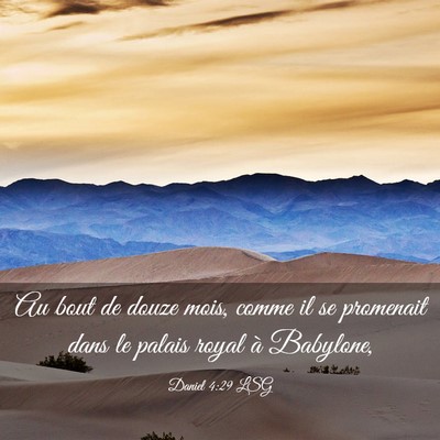 Picture 03 - Daniel 4:29 LSG - Au bout de douze mois, comme il se promenait dans - Bible Verse Picture