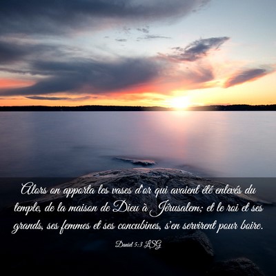 Picture 03 - Daniel 5:3 LSG - Alors on apporta les vases d'or qui avaient été - Bible Verse Picture