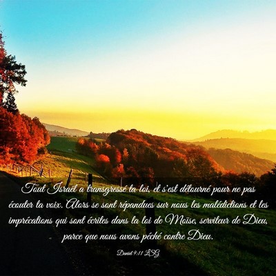 Picture 03 - Daniel 9:11 LSG - Tout Israël a transgressé ta loi, et s'est - Bible Verse Picture