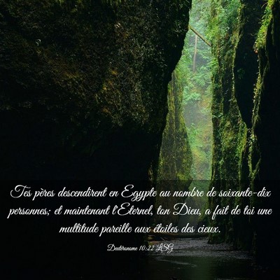 Picture 03 - Deutéronome 10:22 LSG - Tes pères descendirent en Egypte au nombre de - Bible Verse Picture