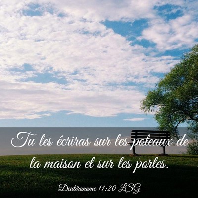 Picture 03 - Deutéronome 11:20 LSG - Tu les écriras sur les poteaux de ta maison et - Bible Verse Picture