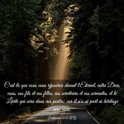 Picture 03 - Deutéronome 12:12 LSG - C'est là que vous vous réjouirez devant - Bible Verse Picture