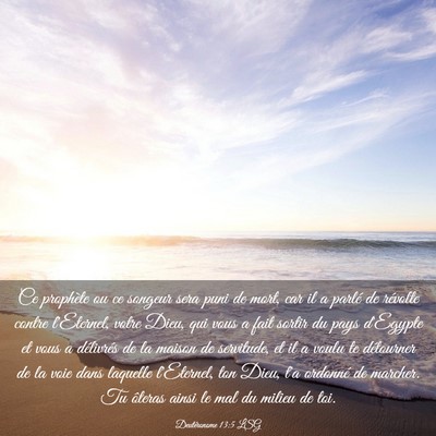 Picture 03 - Deutéronome 13:5 LSG - Ce prophète ou ce songeur sera puni de mort, car - Bible Verse Picture