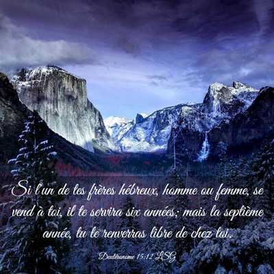 Picture 03 - Deutéronome 15:12 LSG - Si l'un de tes frères hébreux, homme ou femme, - Bible Verse Picture