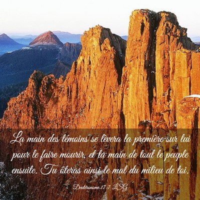 Picture 03 - Deutéronome 17:7 LSG - La main des témoins se lèvera la première sur - Bible Verse Picture