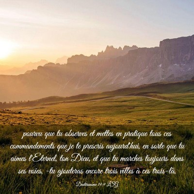 Picture 03 - Deutéronome 19:9 LSG - pourvu que tu observes et mettes en pratique tous - Bible Verse Picture