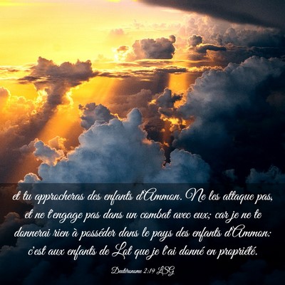 Picture 03 - Deutéronome 2:19 LSG - et tu approcheras des enfants d'Ammon. Ne les - Bible Verse Picture