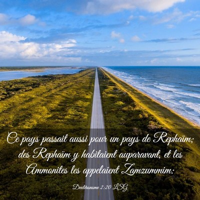 Picture 03 - Deutéronome 2:20 LSG - Ce pays passait aussi pour un pays de Rephaïm; - Bible Verse Picture