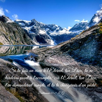 Picture 03 - Deutéronome 23:21 LSG - Si tu fais un voeu à l'Eternel, ton Dieu, tu ne - Bible Verse Picture